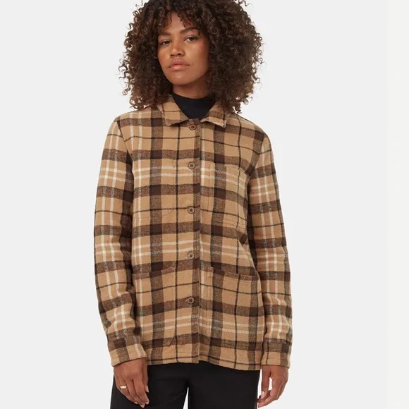 NWT Tentree Flannel Utility Jacket. Button Up Shacket - Cartouche/Slate Brown - Picture 12 of 12